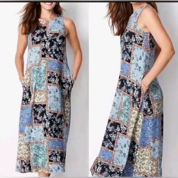NWT J.Jill Floral Patchwork Maxi Dress with Pockets - Picture 1 of 6